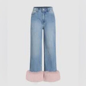 Host Pick 🎉🎉 Faux Fur Wide Leg High Rise Jeans